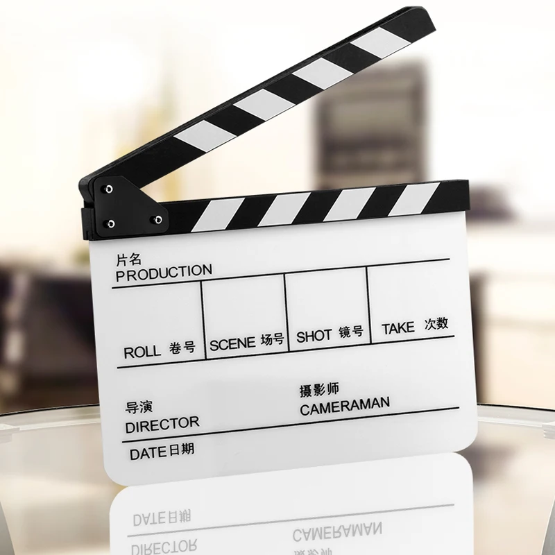 Selens Newest Clapperboard Director Video Scene Clapper Board Dry Erase Director Movie Film Action Slate Clap Photography Props