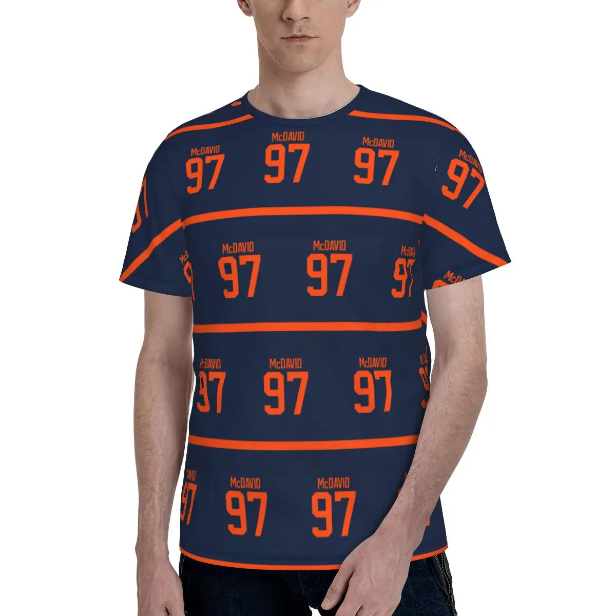 Edmonton Oilers Connor McDavid Alternate Jersey Back T-Shirt for Men Cotton T Shirts Men's Tees Short Round Neck Clothes Tops