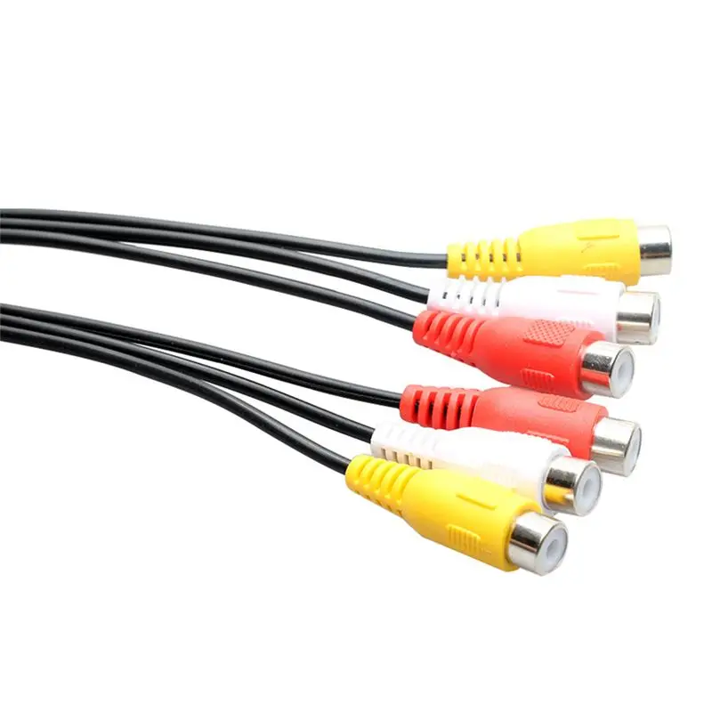 NEW! Audio Video AV Adapter Cable for TV DVD Player Video Splitter HD-TV RCA Cable 3 RCA to 6 RCA Male Female Plug Splitter view 5