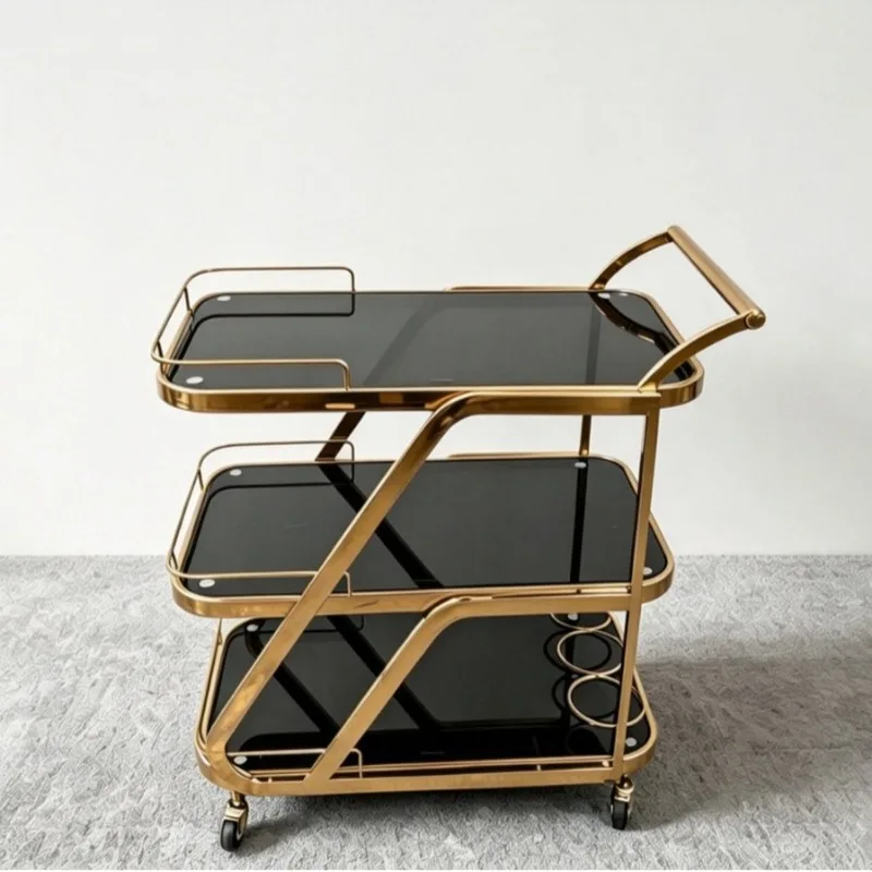 Push small food cart Hotel wine cart Snack restaurant Beverage dim sum Three-layer movable trolley Cake cart