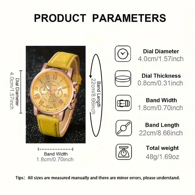 fashionable watch set, unisex quartz movement, round zinc alloy case, faux leather strap, none, mixed colors, - view 4
