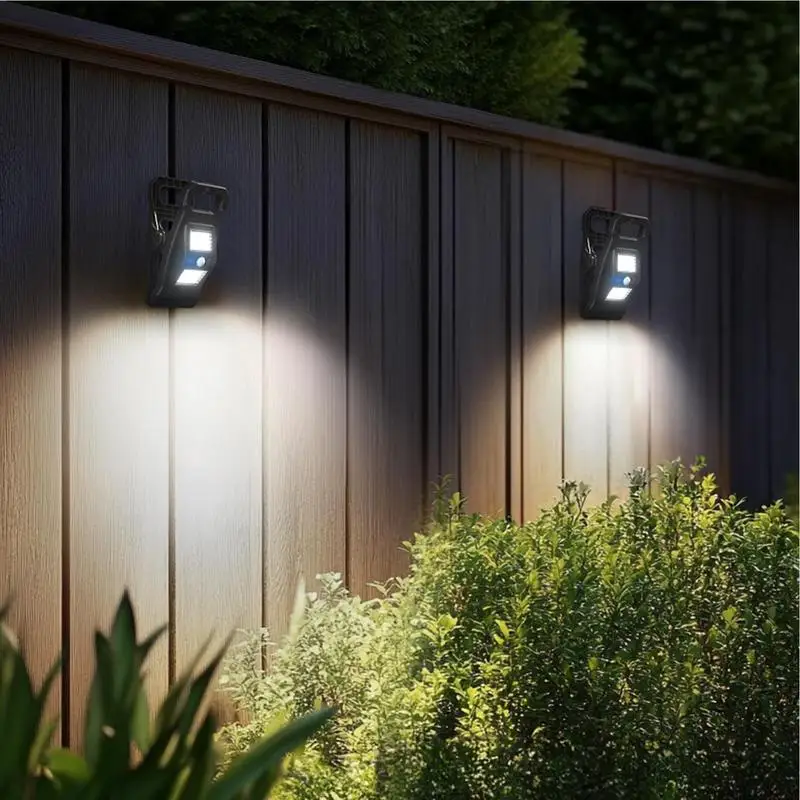 Motion Sensor Outdoor Lights 360 Degree Rotatable Solar Lights For Fence IP65 Waterproof Motion Sensor Clip Lamp For Porch