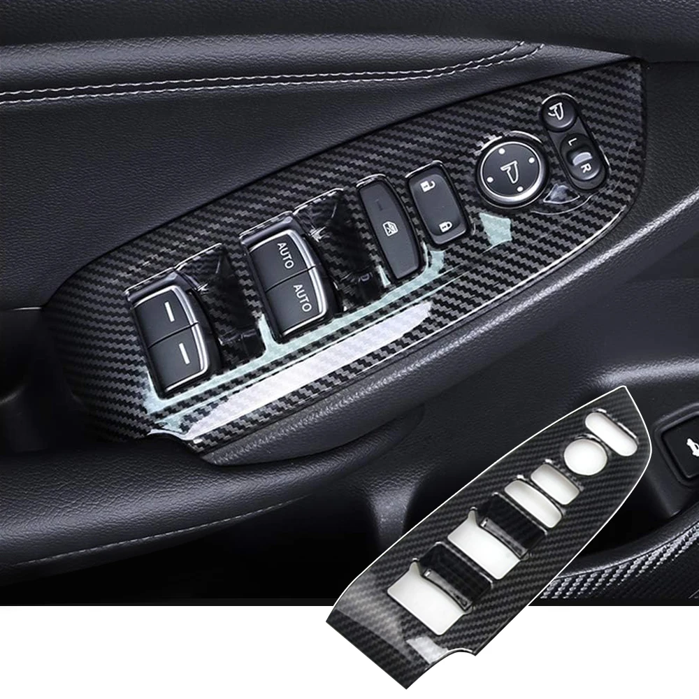 4x Car Interior Window Switch Panel Cover Trim For Honda Accord 2018 2019 2020 2021 Carbon Fiber Styling Auto Button Cover