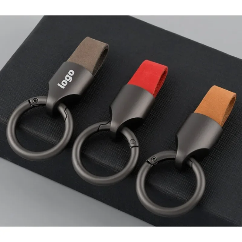 

Light Luxury Simple SuedeCustomized LOGO Keychain Blank Frosted Leather Laser Engrave Car Keyring Personalized Key Chains