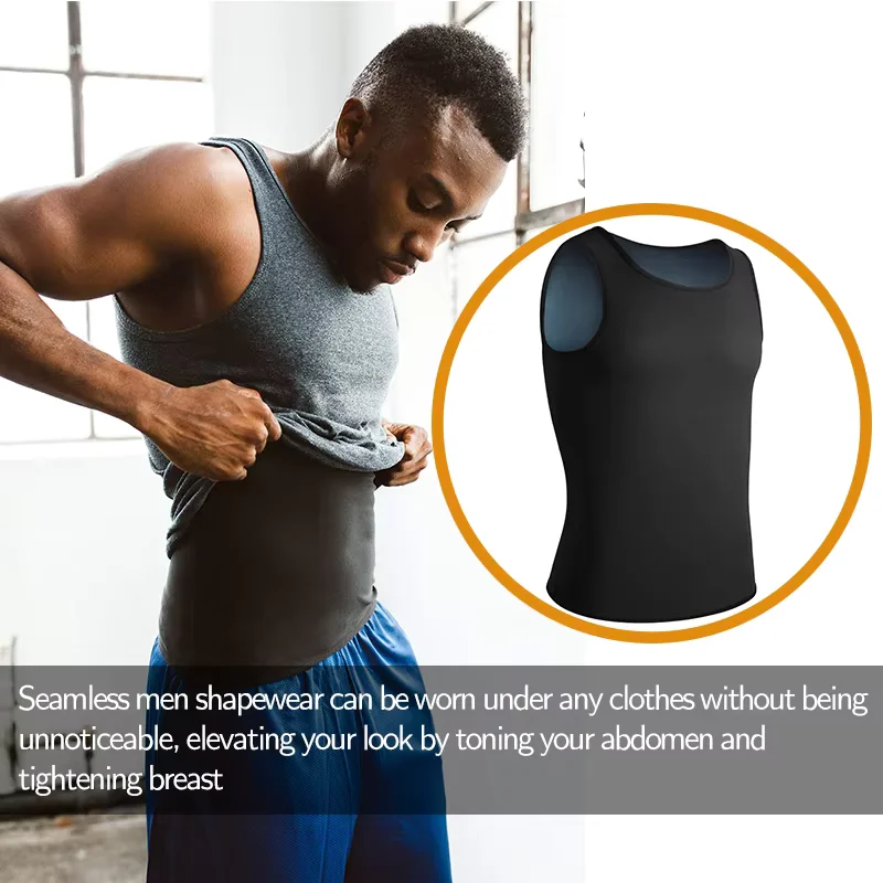 Miss Moly Sauna Suit Men's Tummy Control Tank Top Slimming Body Shaper Heat Trapping Waist Trainer Fat Burning Corset Underwear