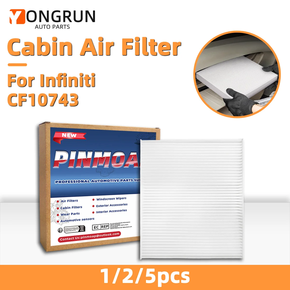 Auto-Klimaanlagenfilter CF10743, Innenraumfilter aus Vliesstoff, passend für Infiniti EX35 FX50 Q50 Nissan Armada, 27277-AR025, 27277-EG000 – Detail 1