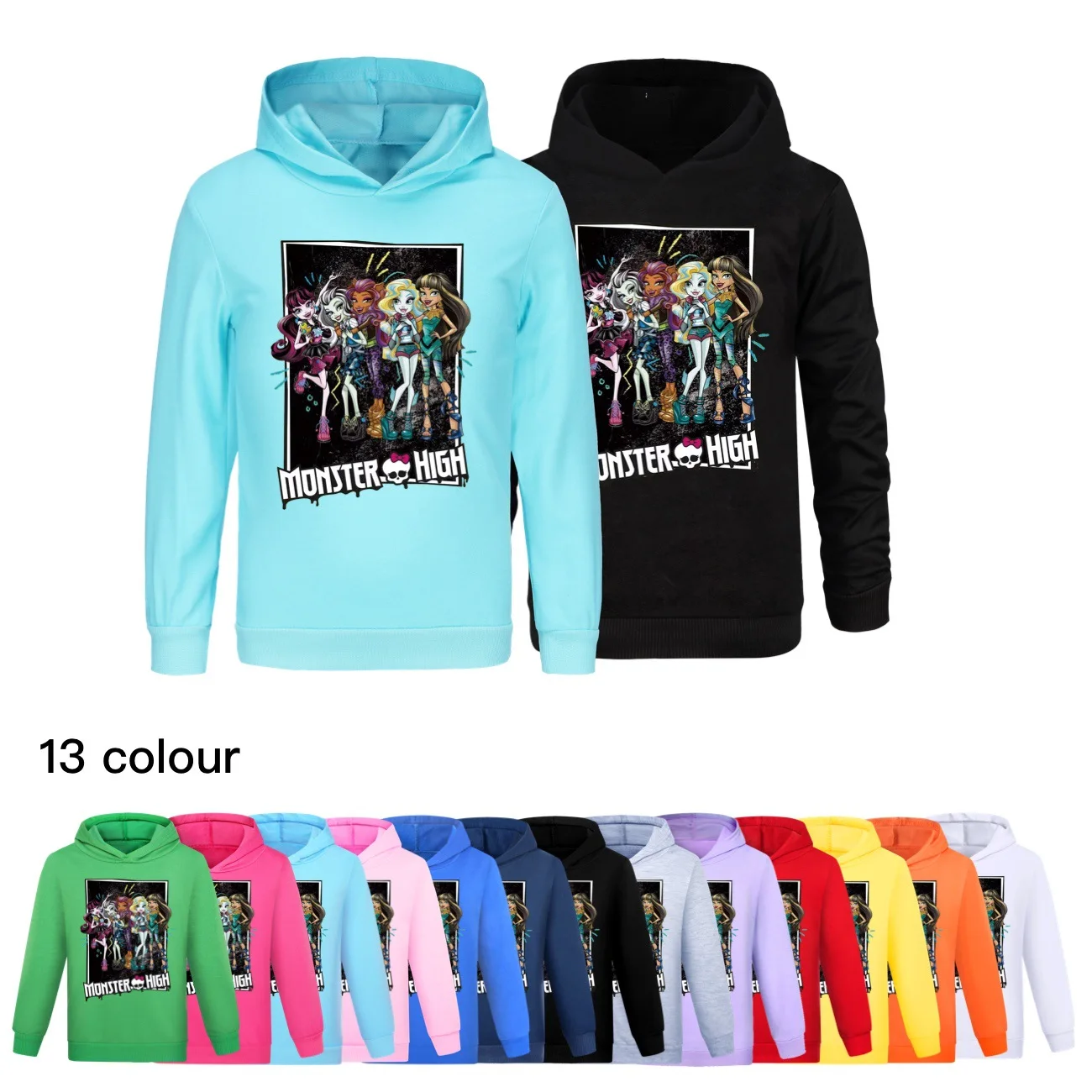 

New Monster High Hoodie Kids Spring & Autumn Clothes Baby Girls Cartoon Hoodies & Sweatshirt Teen Boy Outfits Children Coats