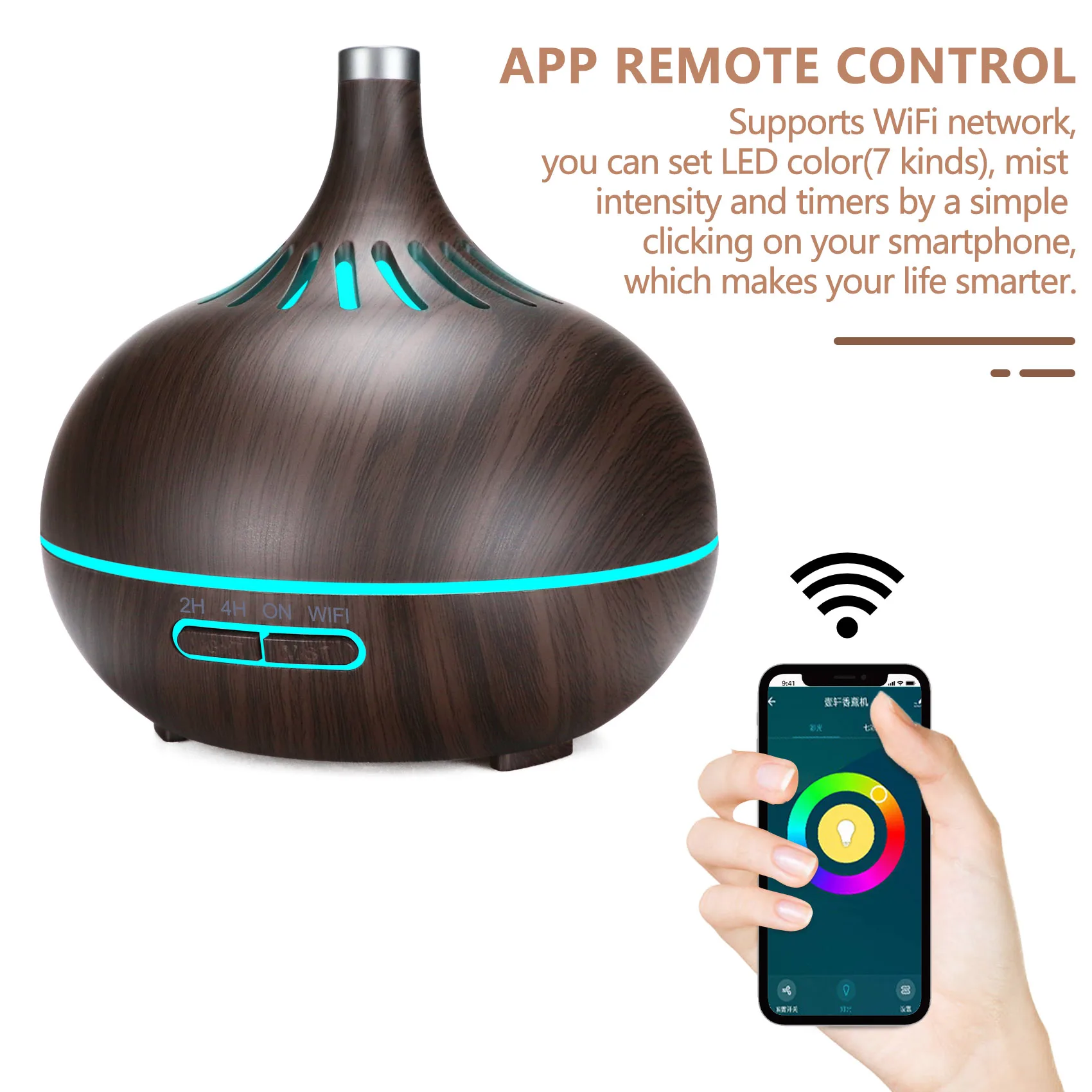 Smart WiFi Air Humidifier Essential Oil Diffuser Works with Alexa & Google Home Deep Wood EU Plug