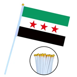 EOODLOVE 14 * 21cm Syrian hand-held plastic stick flag outdoor celebration event Syrian small flag