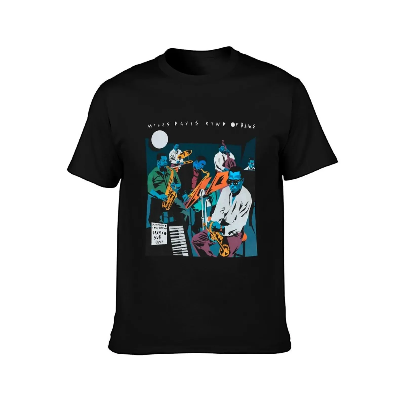 Miles Davis Kind of Blue Illustrated by Maximiliano Lopez Barrios T-Shirt fashion shirts Luxury man mens white t shirts