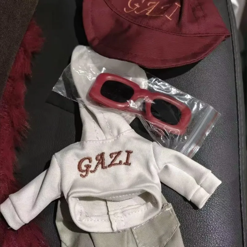 Streetwear Style Doll Clothes Set Hoodie Pants with Hat Sunglasses Accessories for 20cm BJD Action Figures Not Include Doll view 6