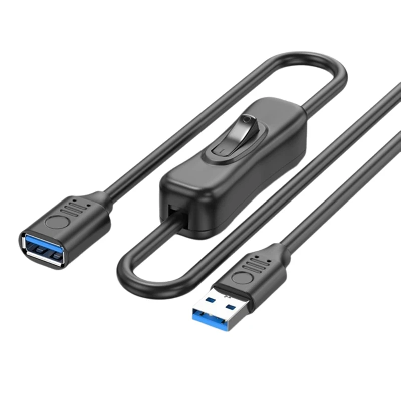 USB3.0 Extension Cable With Power Button 5Gbps Data Transfer Male To Female Extend Cord 3.3Ft For Keyboard Power Switch