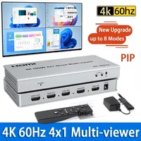 UHD 4K 60Hz HDMI Multiviewer 4x1 Multi Screen Switch Quad Multi-Viewer Support 90° 180° 270° Flip Rotate PIP 8 Display Modes