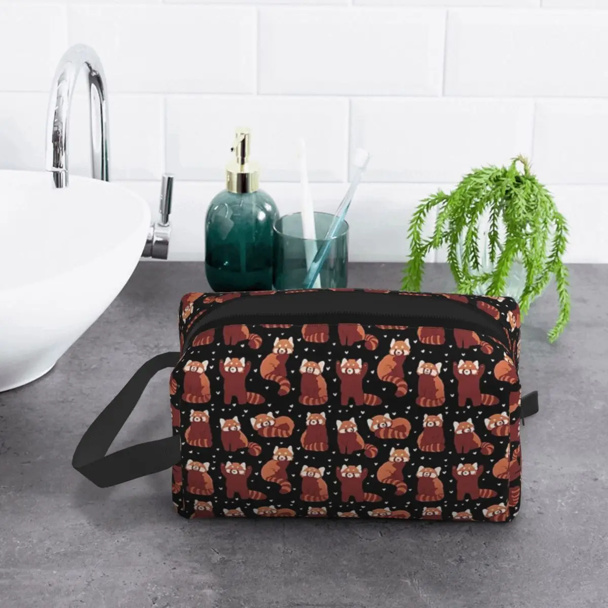 Red Panda Animal Makeup Bag Cosmetic Organizer Storage Dopp Kit Toiletry Cosmetic Bag for Women Beauty Travel Pencil Case