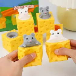 PVC Cheese Mouse Decompression toy Stress Relief Squeeze Anti Stress Toy Pop Up Funny Fidget Toys children