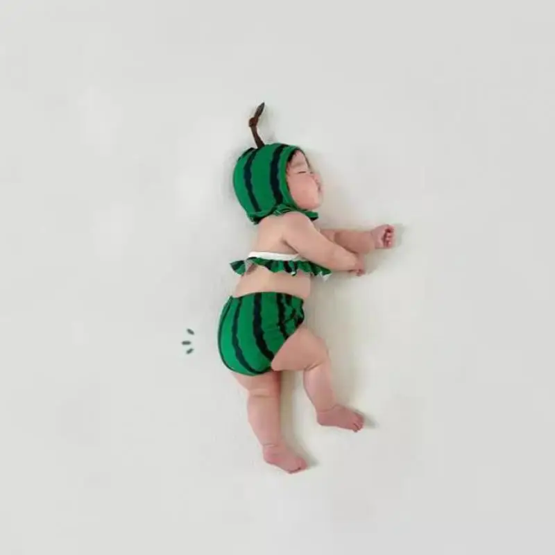 2026 New Baby Girl Cute Sling Bikini Split Swimsuit 3pcs Suit Newborn Infant Watermelon Bathing Suit Toddler Swimming Suit view 5