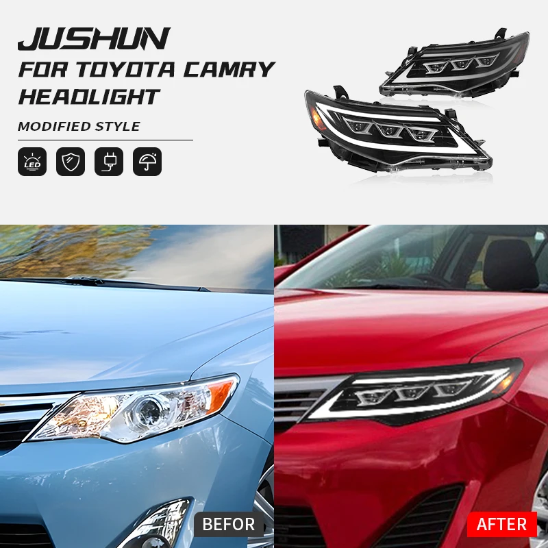 Car headlights For Toyota Camry US Version 2012-2014 Modified With Three-Lens LED Daytime Running Lights And Dynam