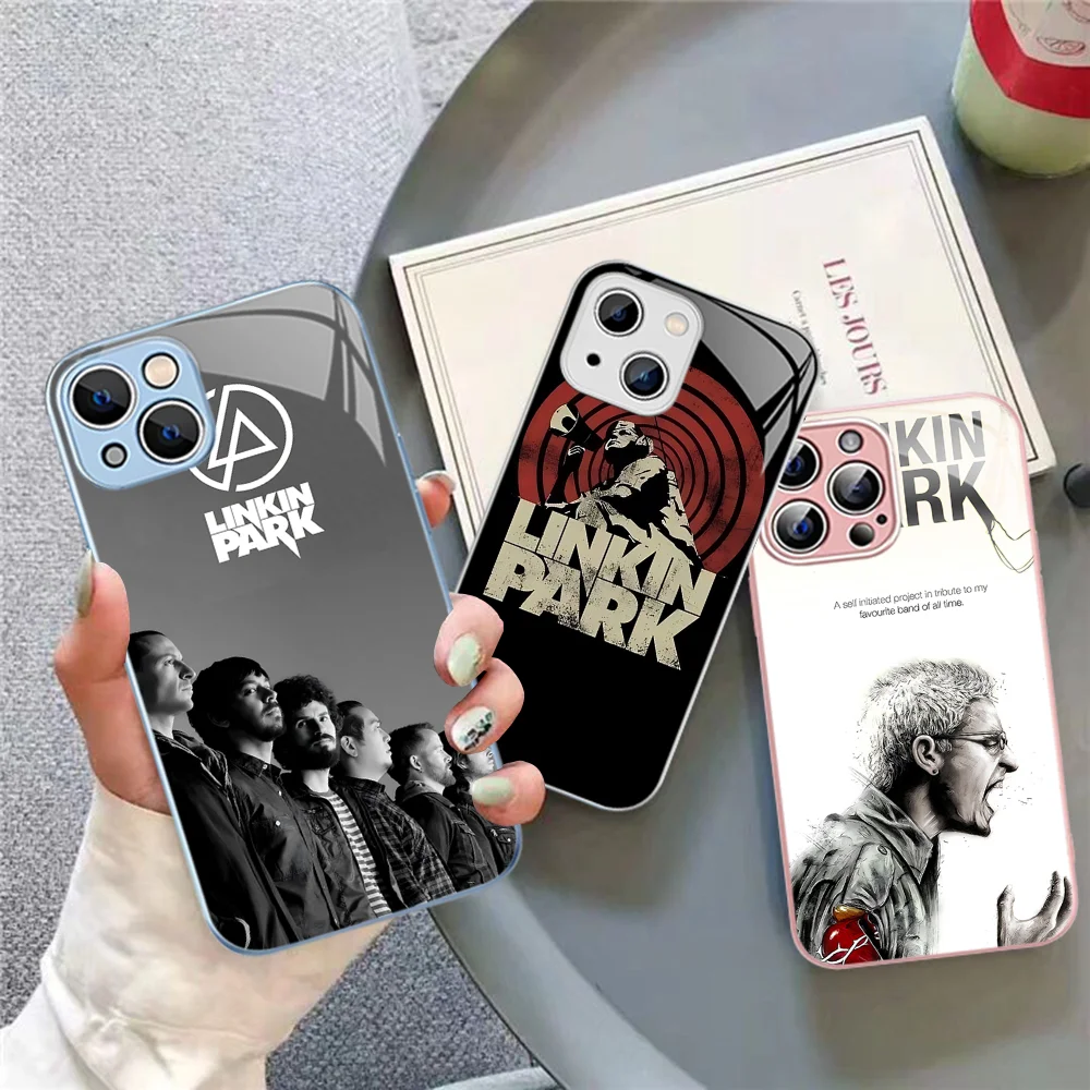 Band L-Linkin Cool P-Park Phone Case Tempered Glass For iphone 14 13 12 11 Pro Mini XS MAX 14Plus X XS XR Cover