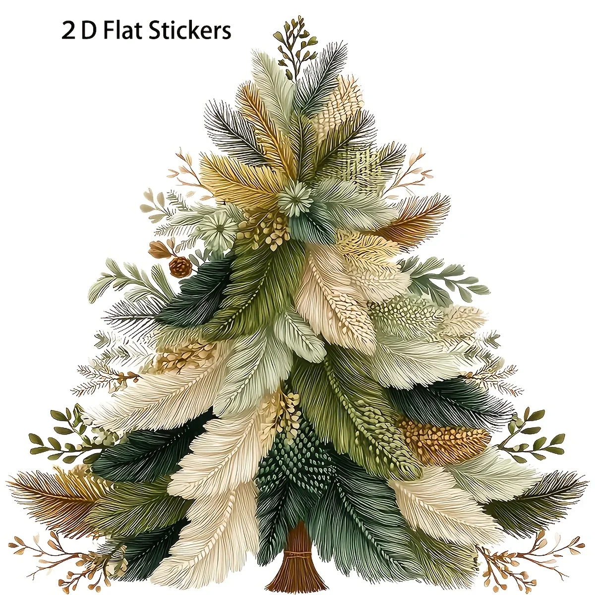 

Artistic Boho Feather Christmas Tree 2D Flat Sticker for Creative Projects" Sticker, Perfect for Card Making, Notebook Covers