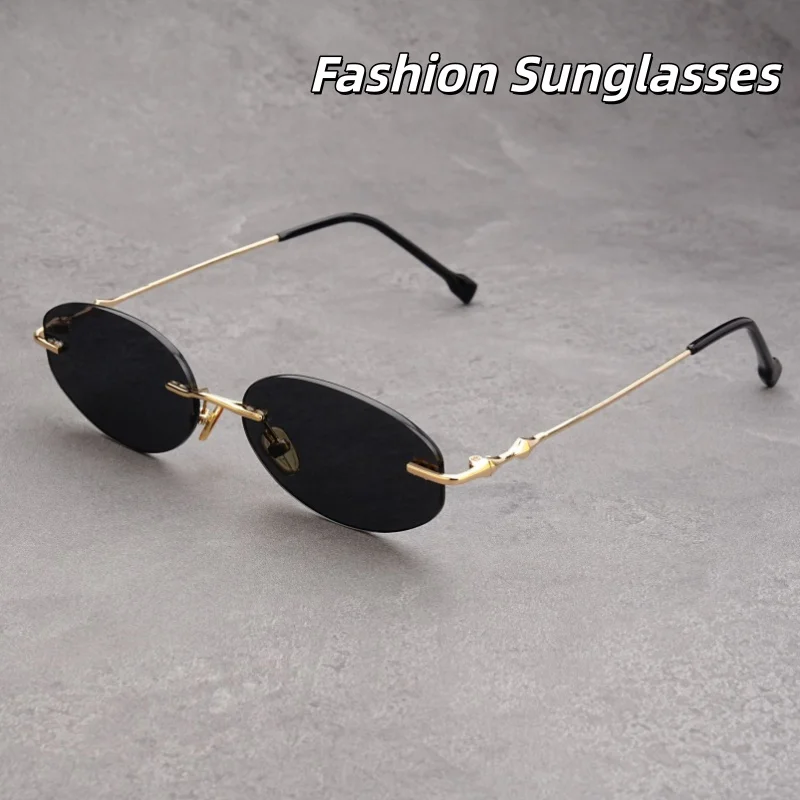 

Men's Trendy INS Korean-style High-end Frameless Small Square Sunglasses Fashion Wear Take Stage Performances Party Gatherings