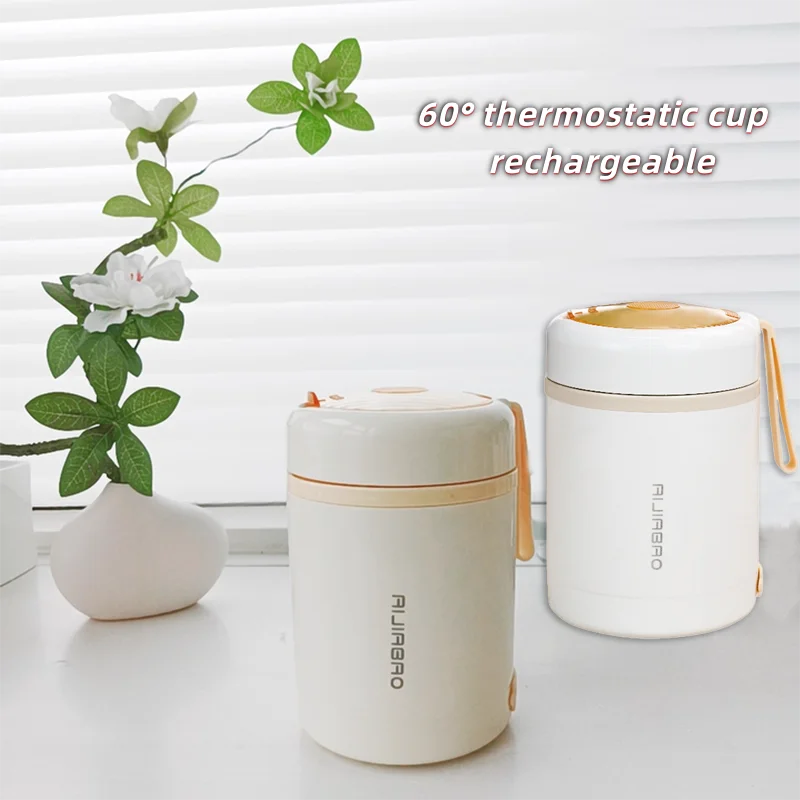 304 Edelstahl-Thermosbecher für Büroangestellte zum Mitnehmen, tragbarer Mini-Thermos-Suppenkessel, wiederaufladbar mit Steckerheizung