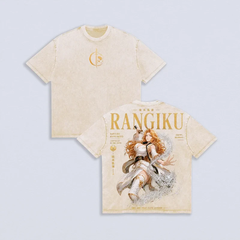 Matsumoto Rangiku BLEACH Anime T-shirt Men Women Clothing Vintage Washed Oversized T Shirt Summer High Quality Cotton Tees Tops