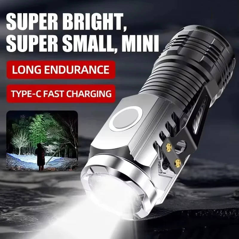 3 LED Super Bright Flashlight Rechargeable For Long Range Portable Small Flashlight With Pen Clip And Tail Magnet Light Hot