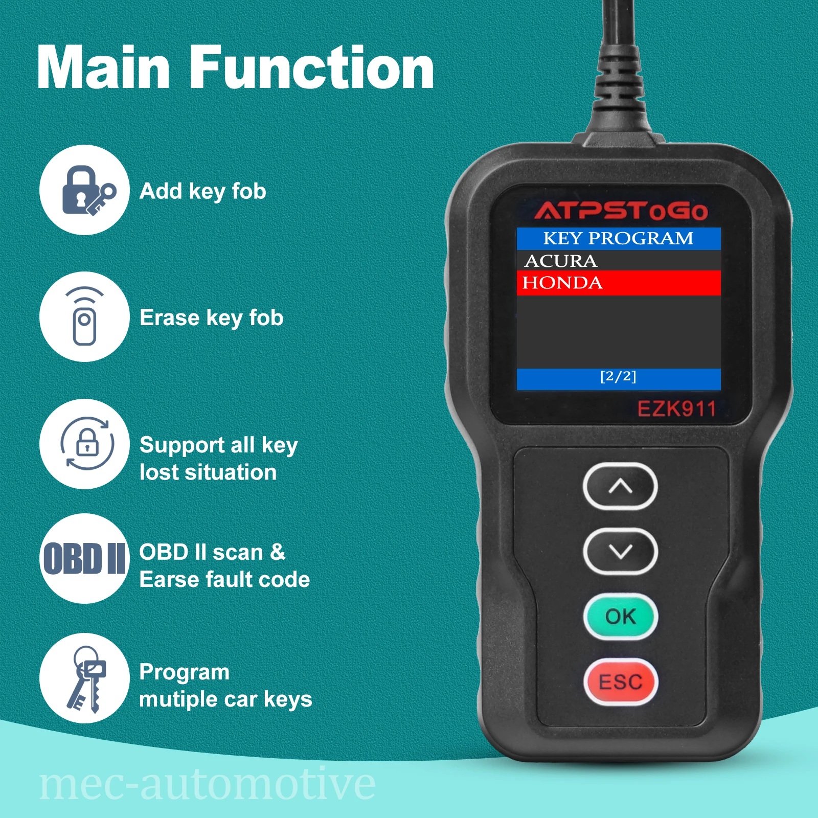 Picture 4: New Replacement Remote Key fob and Programmer tool For2005 2006 2007 2008 Honda Pilot programming Key fob CWTWB1U545