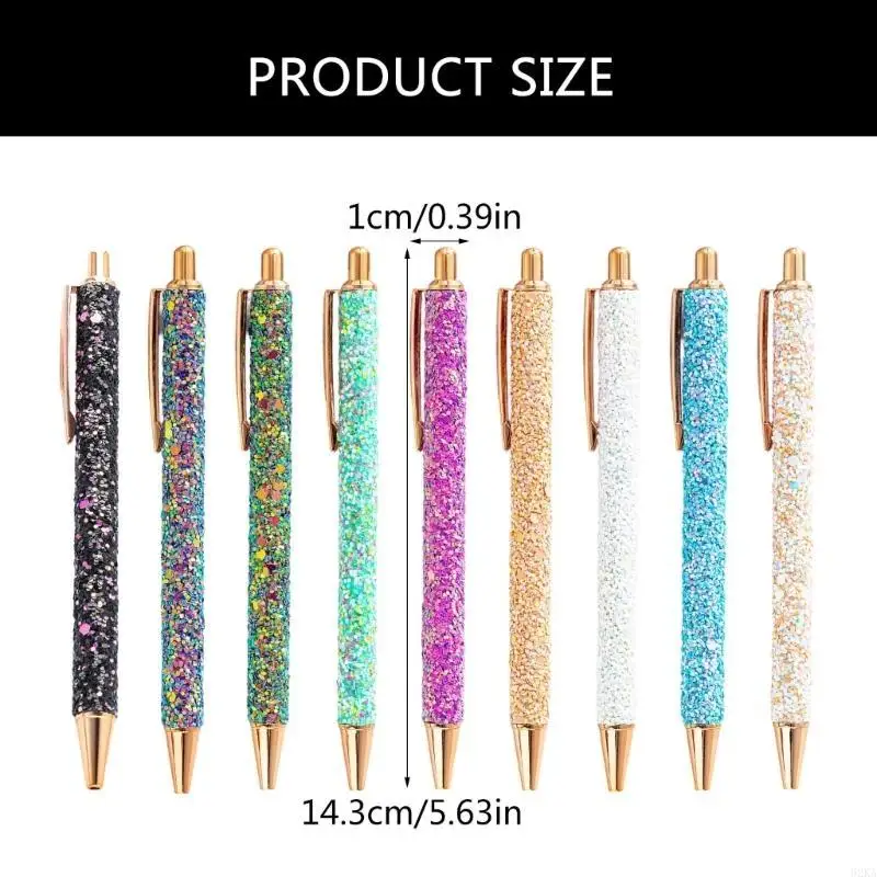 62ka Fancy Sequins Pen Colorido Pen bolín para mujeres Pen retráctil retráctil 1.0 mm