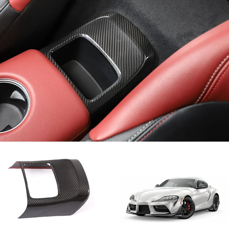 

Car Carbon Fiber Center Console Rear Storage Box Panel Cover Trim Stickers Decoration For Toyota Supra 2019 2020 2021 2022