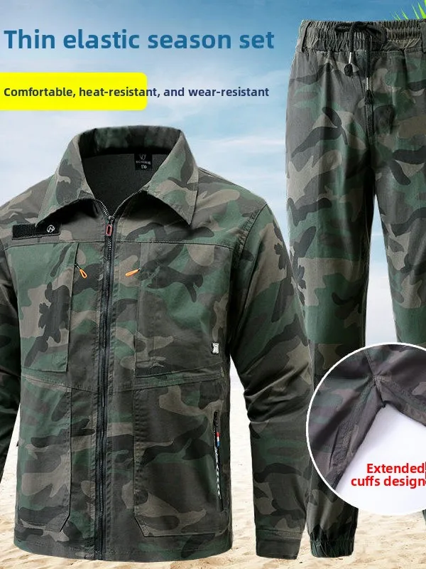 

New 2025 Men's Summer Workwear Long Sve Thin Pure Cotton Welding Protective Suit Anti-Scalding Labor Protection Set