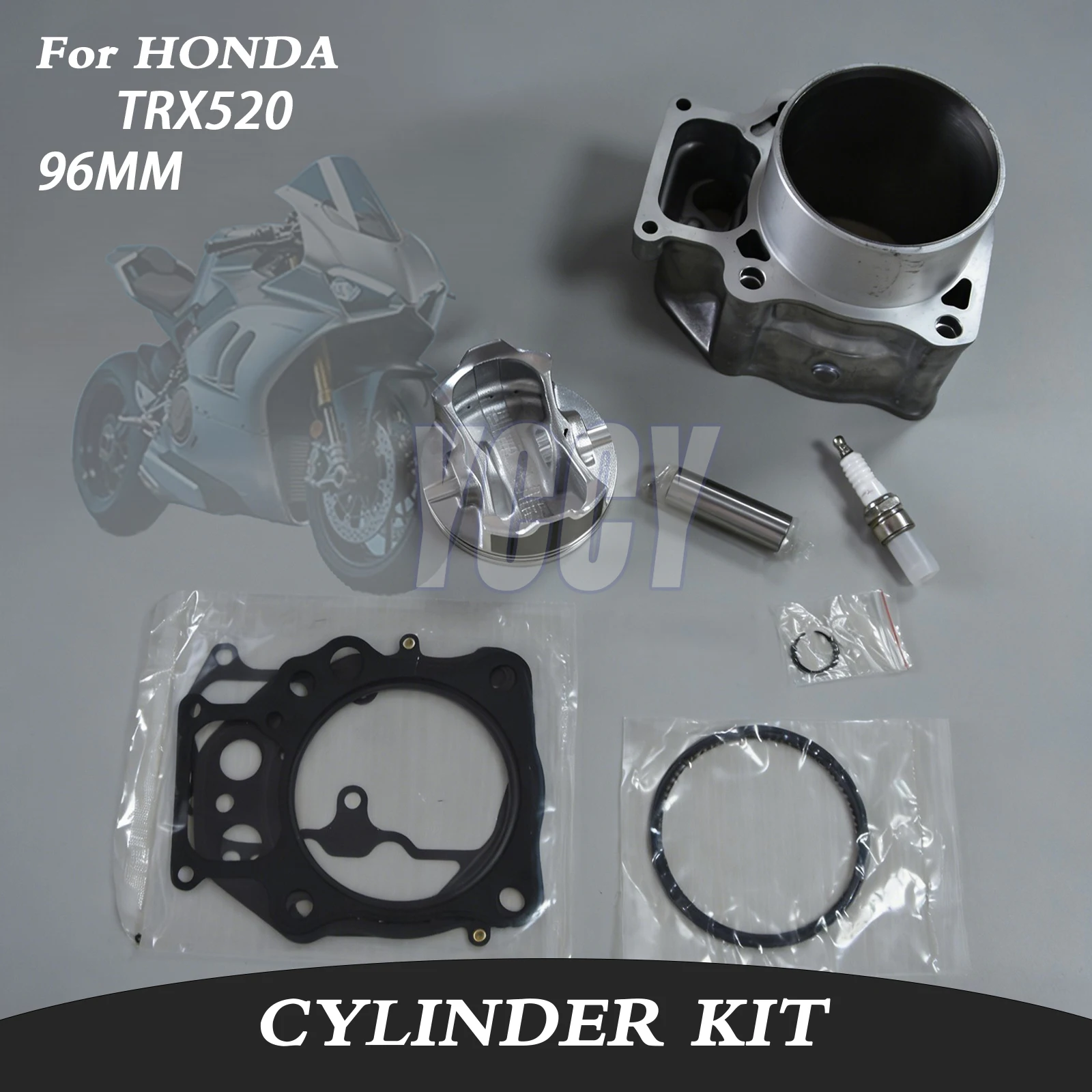 Kit cylindre moteur moto impeccable 12100-HR6-B00 96MM PIN 19MM avec segments de piston et joint pour HONDA TRX520 TRX 520 2020-2024