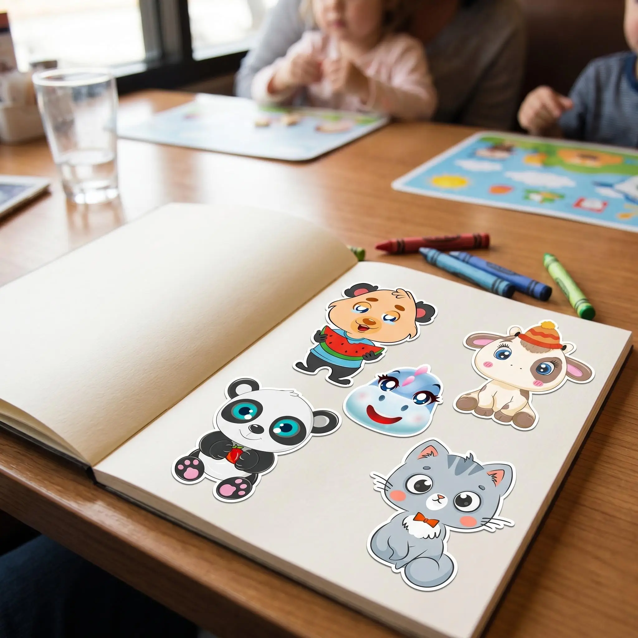 6Pcs Make a Face Animal Stickers Mix and Match DIY Puzzle Decals Kids Toddler Educational Quiet Toy Birthday Party Favor Gift