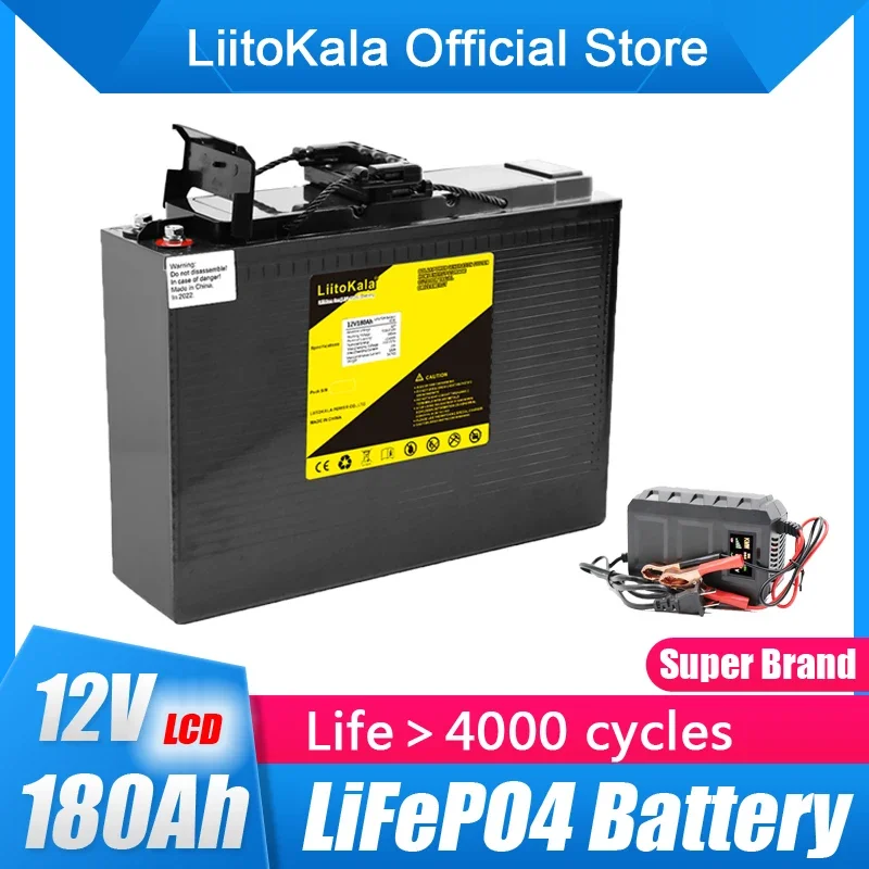 

LiitoKala 12.8v 180AH lifepo4 battery with 150A BMS 12V 180Ah battery for RV Xenon light Solar energy storage Inverter