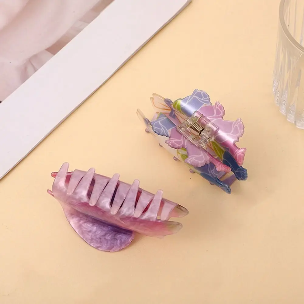 

Tulip Geometric Shape Rose Large Grab Clip Korean Style Headwear Flower Hair Clip Plastic Hair Claw Female Hair Accessories