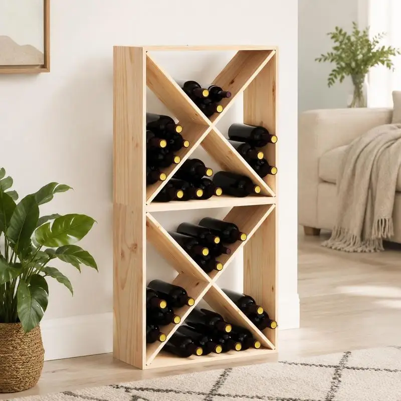 Étagère à vin 2 pièces Naturel 62 x 25 x 62 cm Pin massif