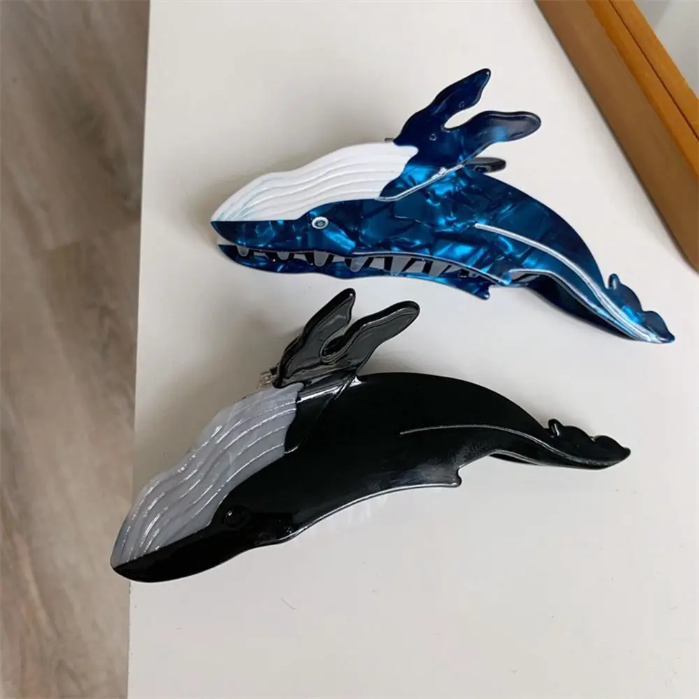 Animal Large Grab Clip Blue Whale Dolphin Acetic Acid Hair Clip Female Hair Accessories Hair Claw Korean Style Headwear