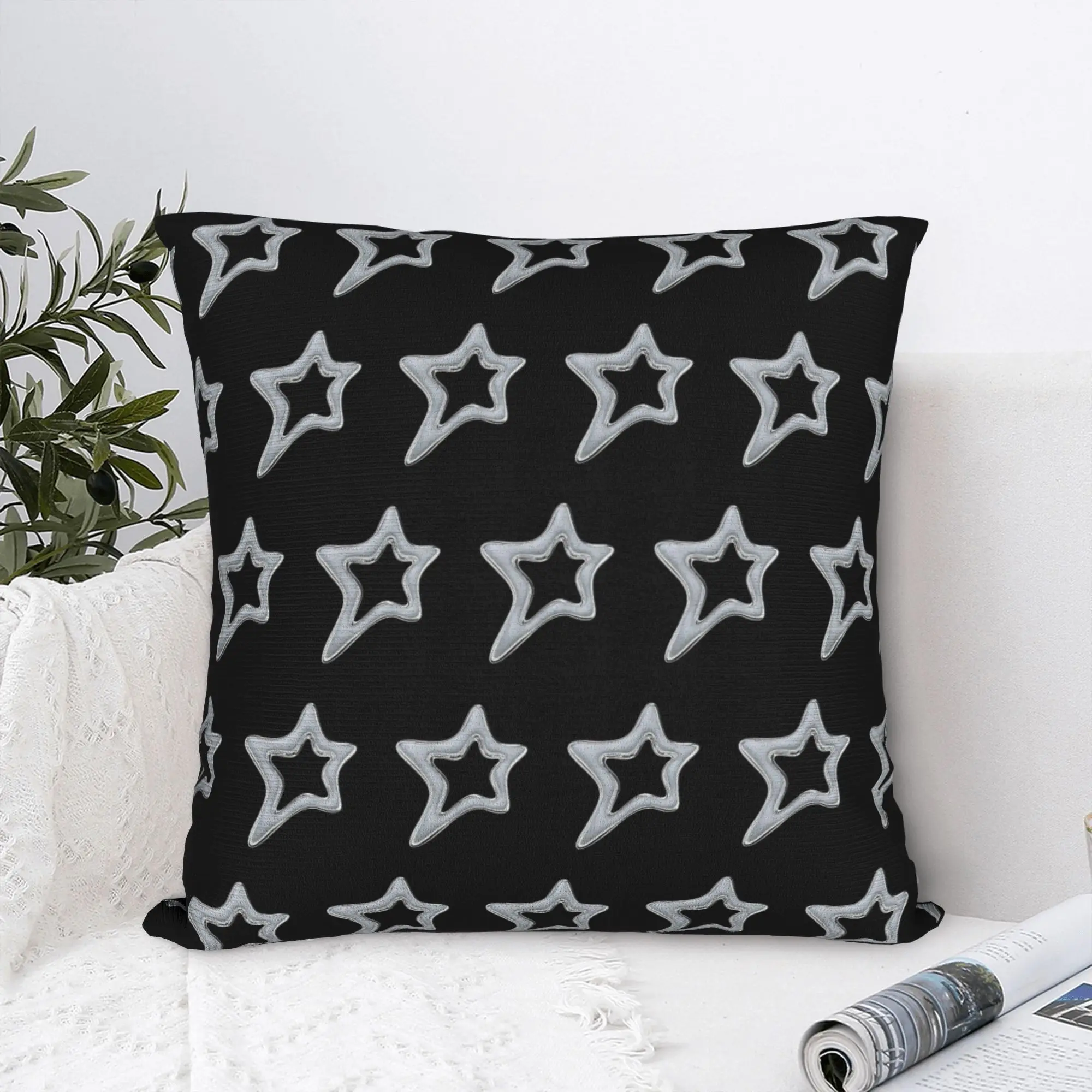 Y2k Grunge Stars 2000s Cyber Pillowcase Printing Fabric Cushion Cover Decorative Vintage Throw Pillow Case Cover Home Square