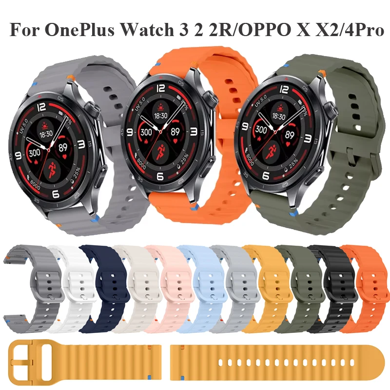 18mm 22mm Band For OnePlus Watch 3 43mm 46mm Soft Silicone Sport Band For OnePlus Watch 2 2R/Lite/OPPO Watch S X X2 4Pro/X2 Mini