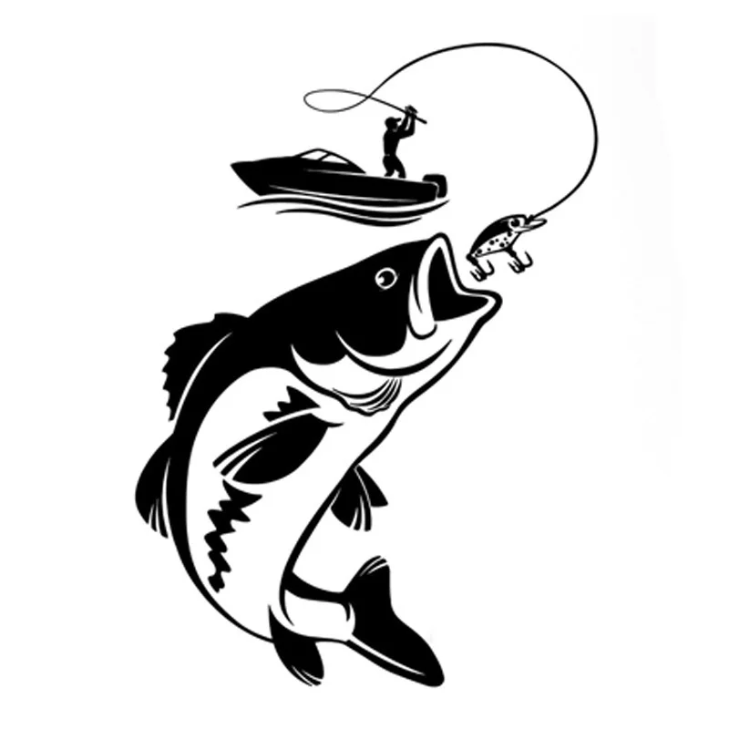 12.3CM*17.1CM Interesting Fishing Fisherman Hobby Fish Boat Car Stickers Vinyl Decal