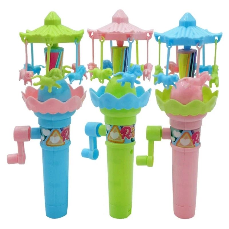 

Kids Hand Cranked Rotating Carousel Toy with LED Lights Glowing Toy (Random Color) Fun Merry-Go-Round Toy with Lights Gift