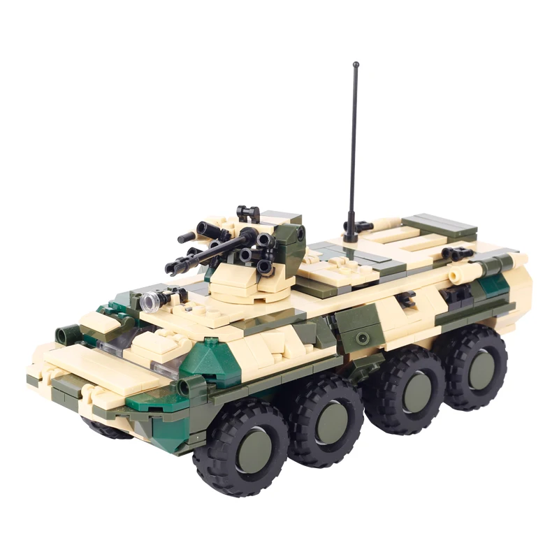 MOC Russian BTR-82 Tank Armored Carrier Building Blocks Kit Modern Military SWAT Car Camouflage Vehicle Bricks Toys Boys Gift