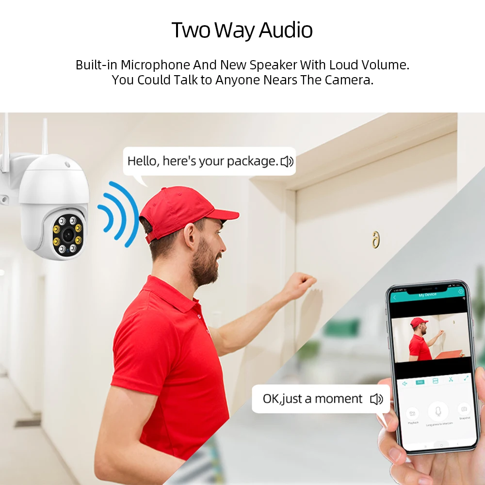 Outdoor Wireless Camera 8MP 4K Color Night Two Way Audio WiFi IP Camera Auto Tracking Ai Humanoid Detection Cam IPC360 Home APP