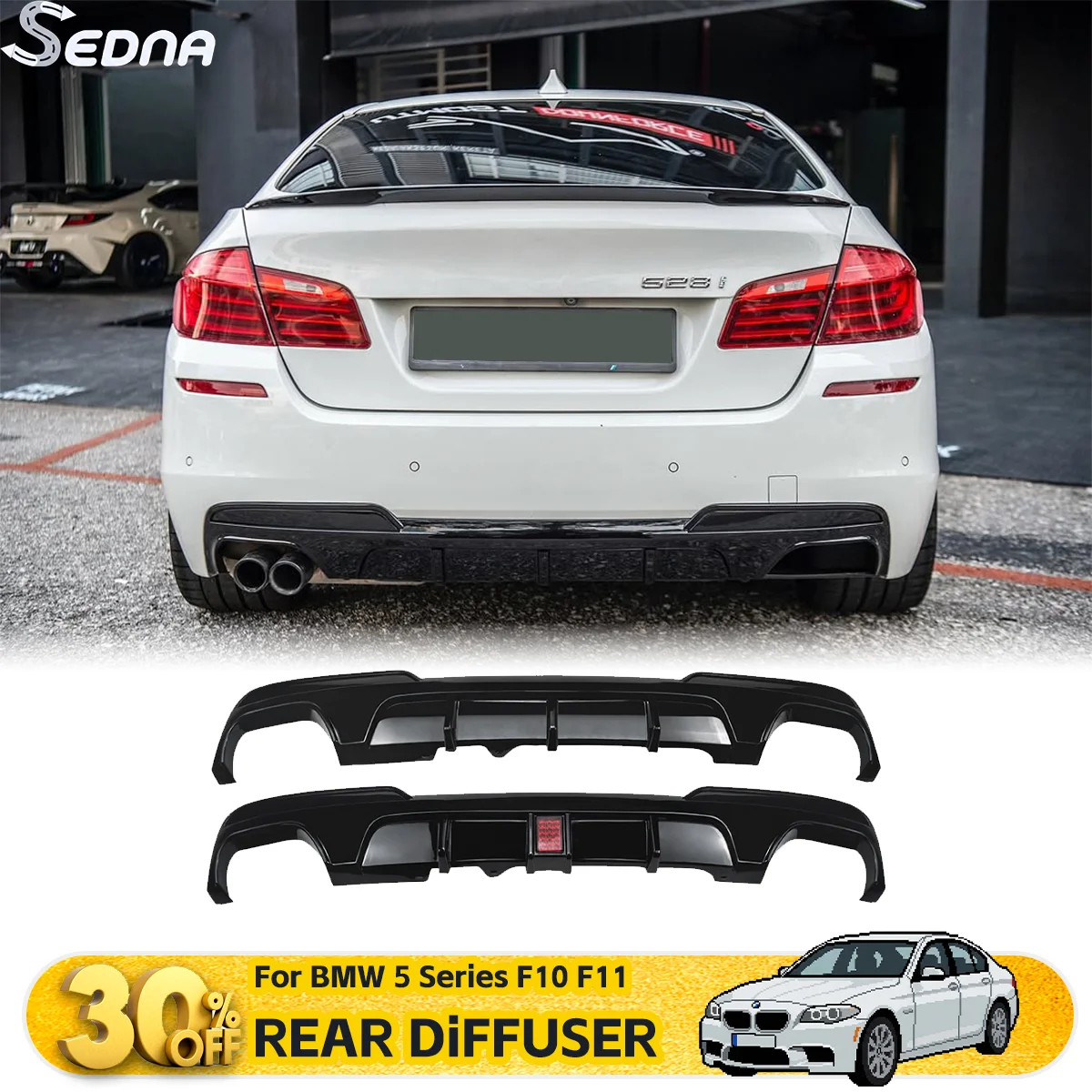 

Диффузор-сплиттер заднего бампера для BMW 5 серии F10 F11 2010-2017 M Sport, тюнинг, внешний обвес, аксессуары для тюнинга автомобиля