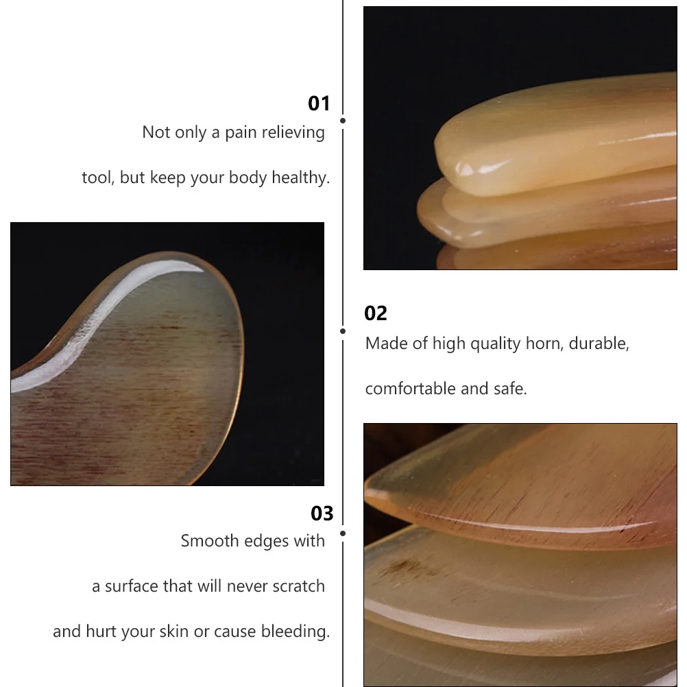 

1Pcs Facial Beauty Scraping Board Horn Gua Sha Tool Traditional Massage Therapy Pain Relief Muscle Relaxation Skin Nourishing