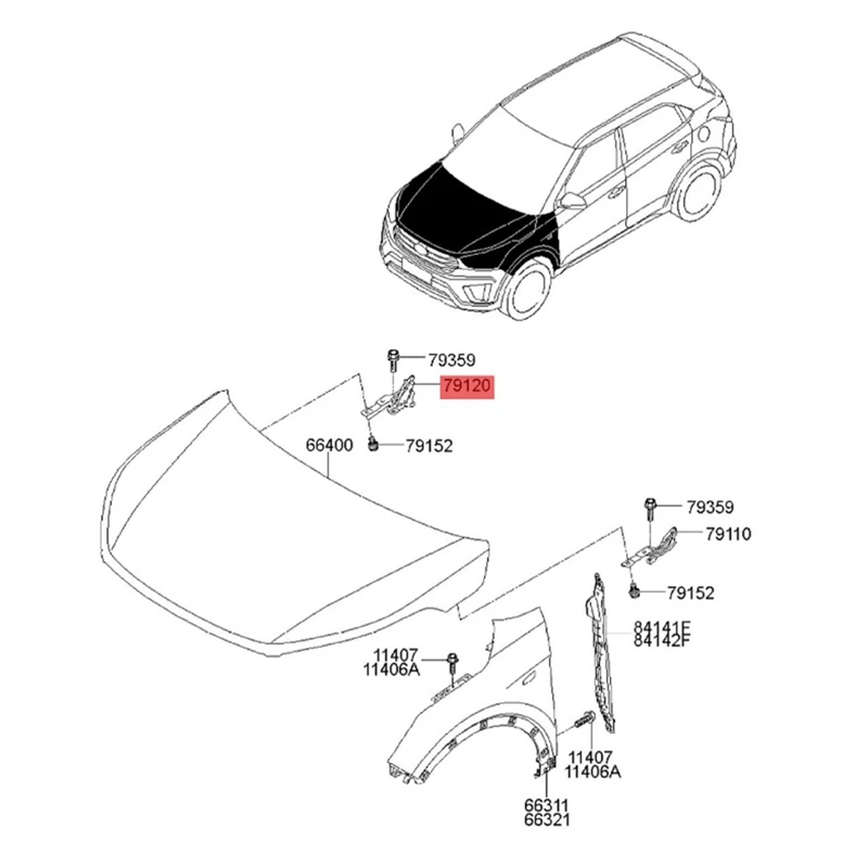 

1 пара петли для капота автомобиля и пассажирской стороны 79110-C9000 79120C9000 для Hyundai IX25 2014-2019 детали петли для капота двигателя