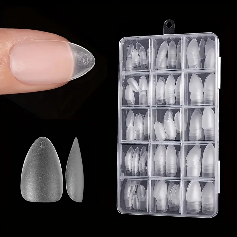 Confezione da 330 punte per unghie corte a mandorla: adesivi per unghie in gel opaco aggiornati senza lime, copertura completa preformata di unghie corte a mandorla