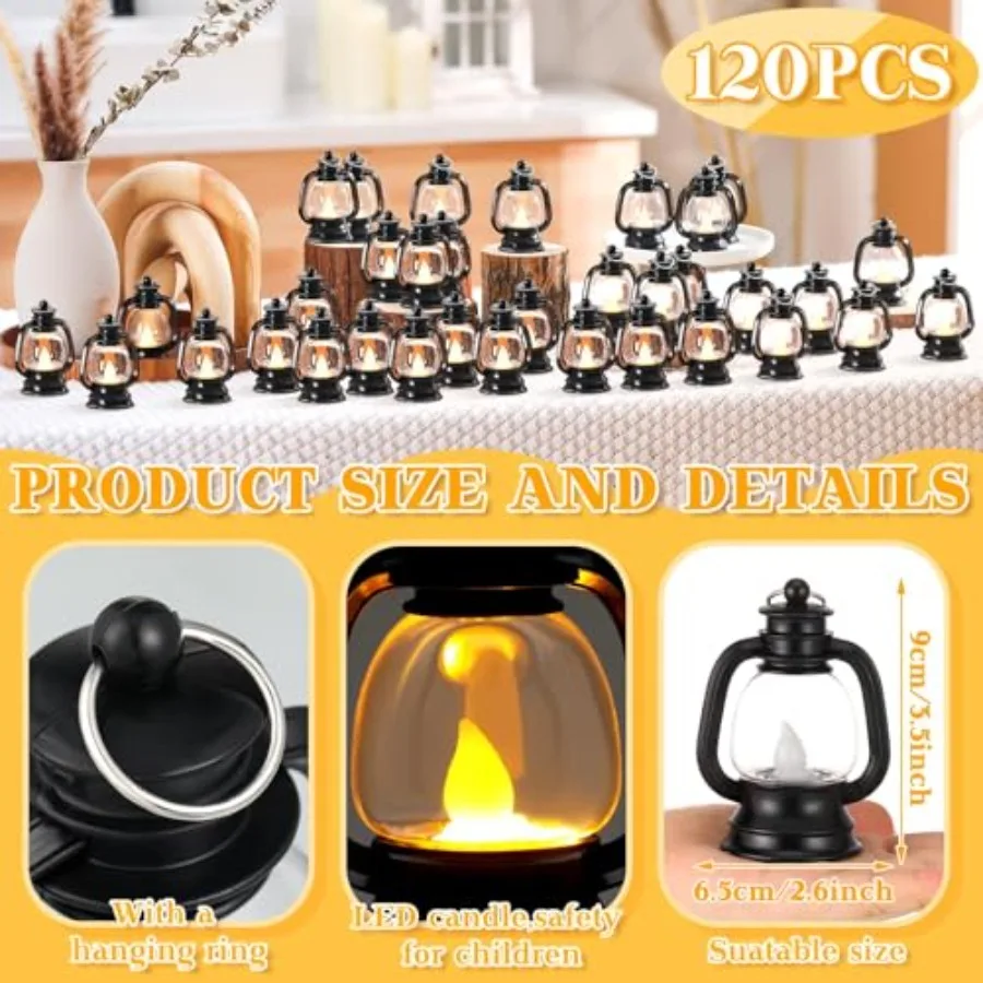 Table centerpieces for events: 120 pcs mini lanterns, 4-inch black metal, elegant matte finish and lightweight for versatile in