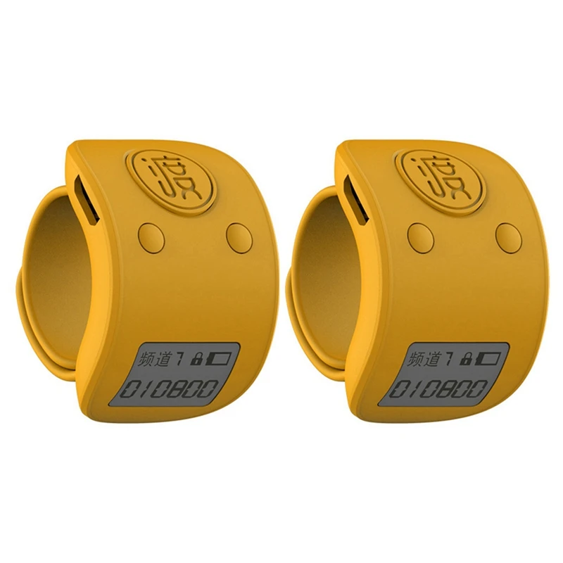 HOT SALE 2X Mini Digital LCD Electronic Finger Ring Hand Tally Counter 6 Digit Rechargeable Counters Clicker-Yellow