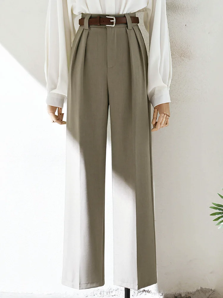 

High Waist Straight Leg Suit Pants Women's Autumn Faion New Bla Wide Leg Casual Workwear Long Pants Office Lady Sle
